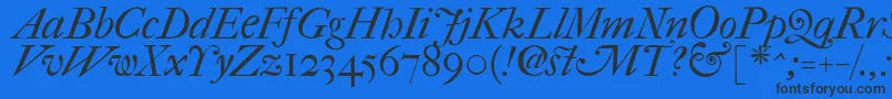 フォントImFellFrenchCanonItalic – 黒い文字の青い背景