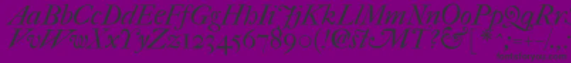 Fonte ImFellFrenchCanonItalic – fontes pretas em um fundo violeta
