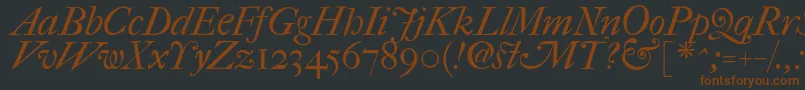 ImFellFrenchCanonItalic-fontti – ruskeat fontit mustalla taustalla
