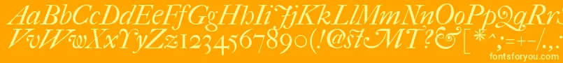 ImFellFrenchCanonItalic-Schriftart – Gelbe Schriften auf orangefarbenem Hintergrund