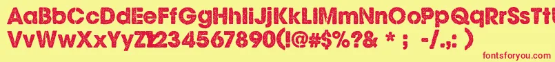 CfghoststoriesRegular Font – Red Fonts on Yellow Background