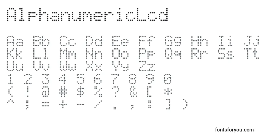 Schriftart AlphanumericLcd – Alphabet, Zahlen, spezielle Symbole