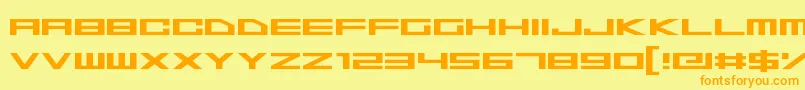 SpaceSuperstars-Schriftart – Orangefarbene Schriften auf gelbem Hintergrund