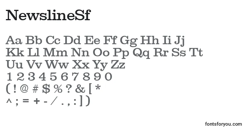 Czcionka NewslineSf – alfabet, cyfry, specjalne znaki