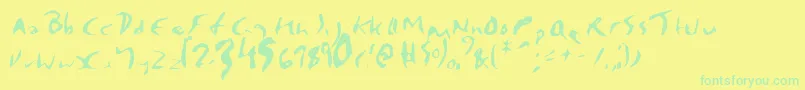 フォントBadpalace1 – 黄色い背景に緑の文字