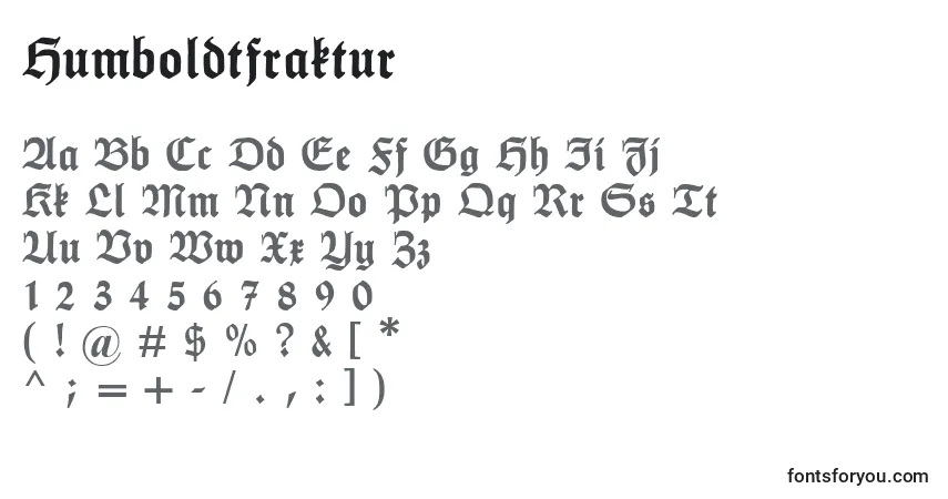 Humboldtfraktur-fontti – aakkoset, numerot, erikoismerkit