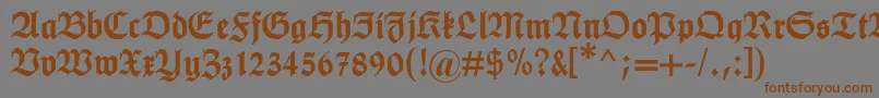 フォントHumboldtfraktur – 茶色の文字が灰色の背景にあります。