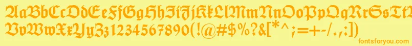 フォントHumboldtfraktur – オレンジの文字が黄色の背景にあります。