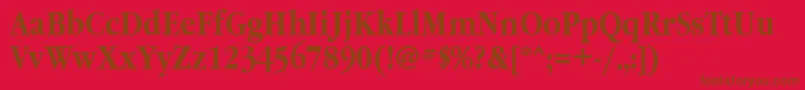 GaramondnarrowbttBold-Schriftart – Braune Schriften auf rotem Hintergrund