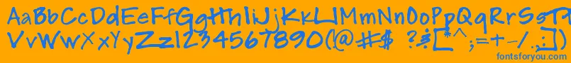 フォントSmHollyism – オレンジの背景に青い文字