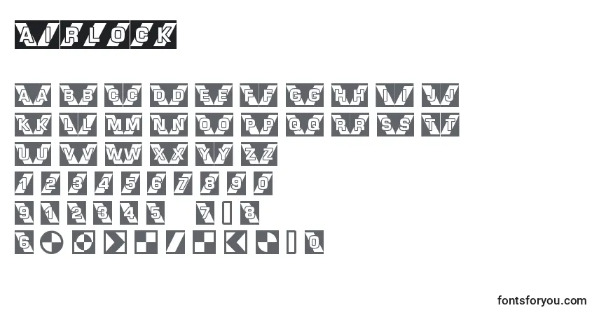 Schriftart Airlock – Alphabet, Zahlen, spezielle Symbole