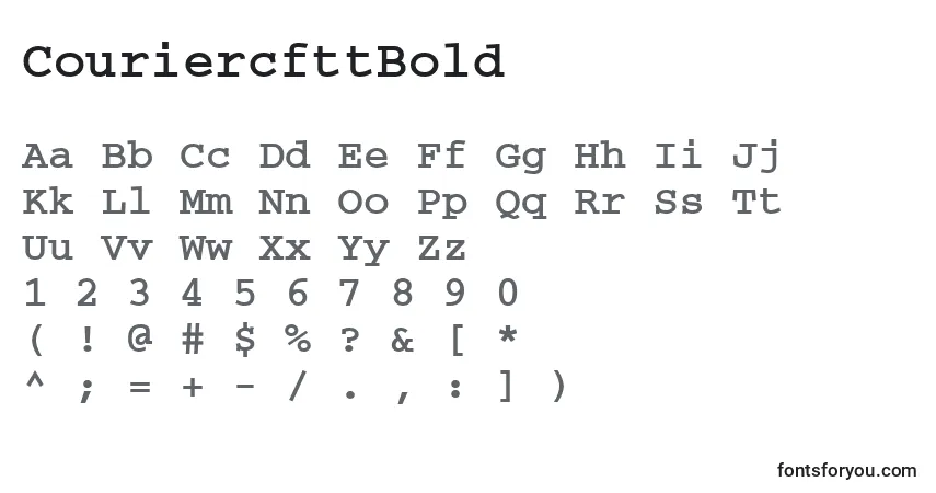 A fonte CouriercfttBold – alfabeto, números, caracteres especiais