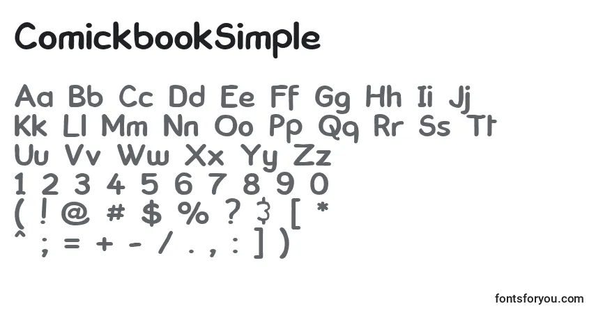 Czcionka ComickbookSimple – alfabet, cyfry, specjalne znaki