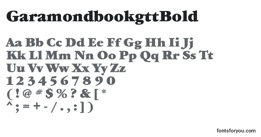 A fonte GaramondbookgttBold – alfabeto, números, caracteres especiais