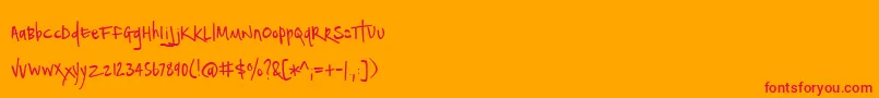 NotepaperAirplanesLight Font – Red Fonts on Orange Background