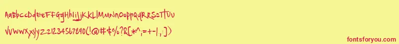 フォントNotepaperAirplanesLight – 赤い文字の黄色い背景