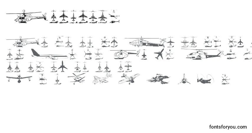 Schriftart Aircraft – Alphabet, Zahlen, spezielle Symbole