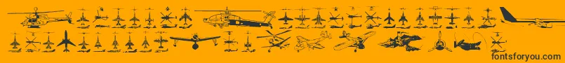 Aircraft-Schriftart – Schwarze Schriften auf orangefarbenem Hintergrund