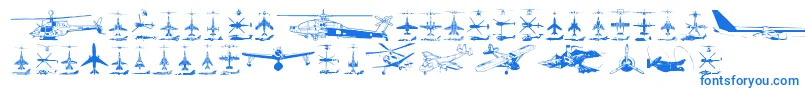 Aircraft Font – Blue Fonts on White Background