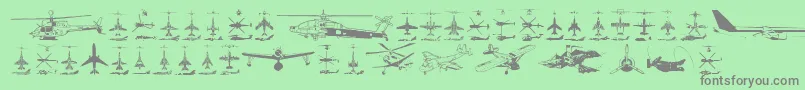 フォントAircraft – 緑の背景に灰色の文字