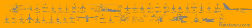 Aircraft-Schriftart – Graue Schriften auf orangefarbenem Hintergrund
