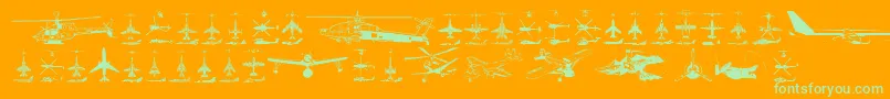 Aircraft Font – Green Fonts on Orange Background