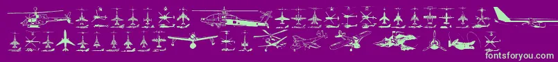 Aircraft-Schriftart – Grüne Schriften auf violettem Hintergrund