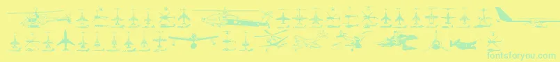 Aircraft Font – Green Fonts on Yellow Background