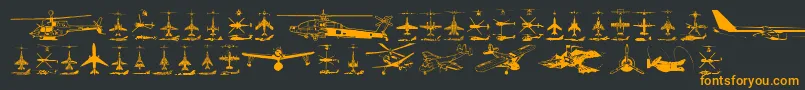 フォントAircraft – 黒い背景にオレンジの文字