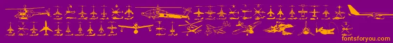 Aircraft-Schriftart – Orangefarbene Schriften auf violettem Hintergrund