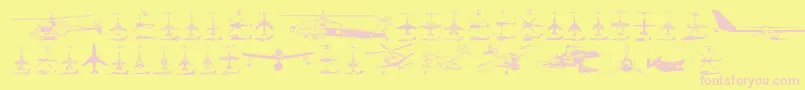 Aircraft-Schriftart – Rosa Schriften auf gelbem Hintergrund