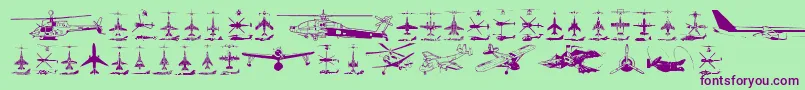 Aircraft Font – Purple Fonts on Green Background