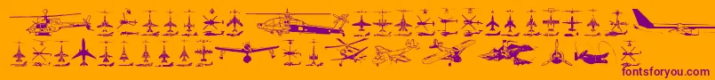 Aircraft Font – Purple Fonts on Orange Background
