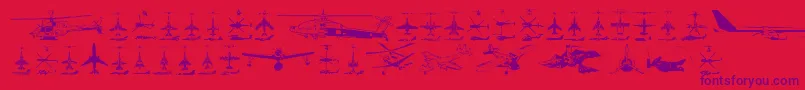Czcionka Aircraft – fioletowe czcionki na czerwonym tle