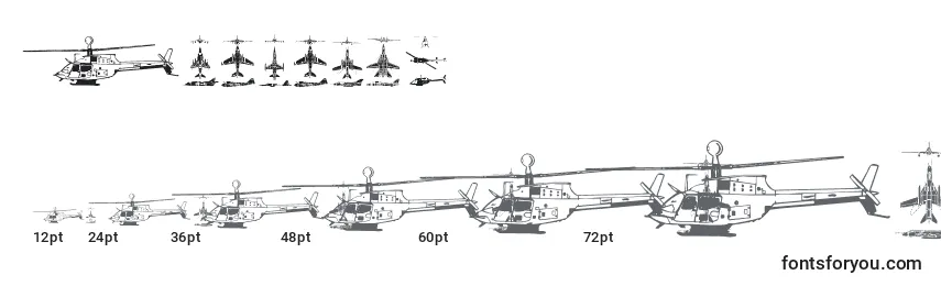 Größen der Schriftart Aircraft