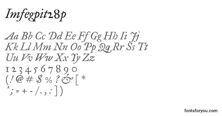 Czcionka Imfegpit28p – alfabet, cyfry, specjalne znaki
