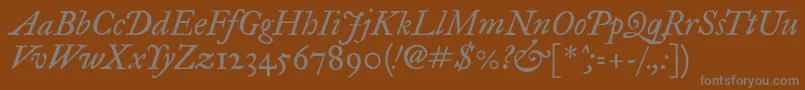 Imfegpit28p Font – Gray Fonts on Brown Background