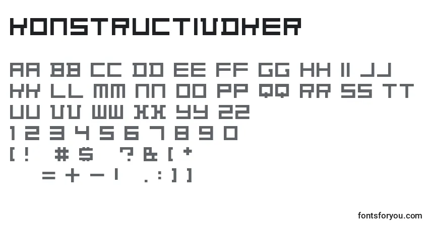 Czcionka KonstructivDker – alfabet, cyfry, specjalne znaki