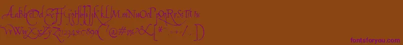 Tagliente-Schriftart – Violette Schriften auf braunem Hintergrund