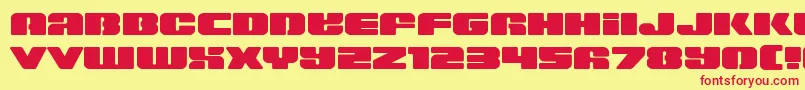 Czcionka Capricusstraightexpand – czerwone czcionki na żółtym tle