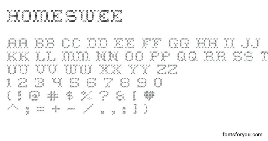 Czcionka Homeswee – alfabet, cyfry, specjalne znaki