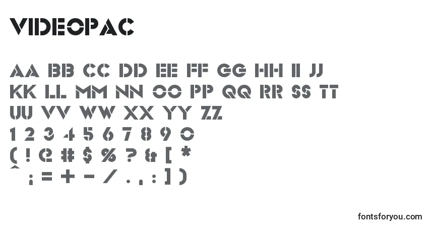 Czcionka Videopac (48743) – alfabet, cyfry, specjalne znaki