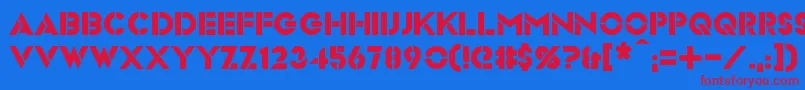 Videopac-Schriftart – Rote Schriften auf blauem Hintergrund