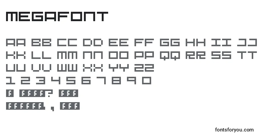 Czcionka Megafont – alfabet, cyfry, specjalne znaki