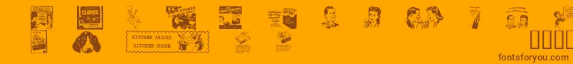 OldTimeAdDingsTwo-fontti – ruskeat fontit oranssilla taustalla