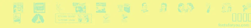 Fonte OldTimeAdDingsTwo – fontes verdes em um fundo amarelo