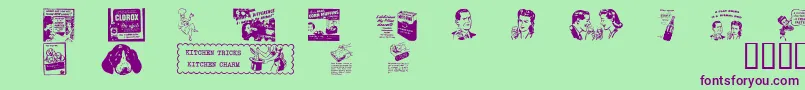 Fonte OldTimeAdDingsTwo – fontes roxas em um fundo verde