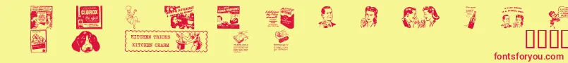 Fonte OldTimeAdDingsTwo – fontes vermelhas em um fundo amarelo