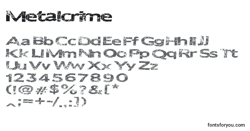 Шрифт Metalcrime – алфавит, цифры, специальные символы