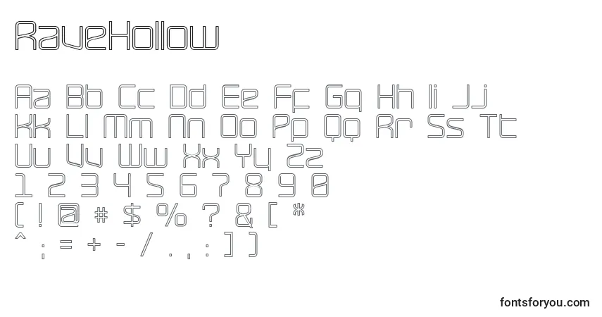 Schriftart RaveHollow – Alphabet, Zahlen, spezielle Symbole